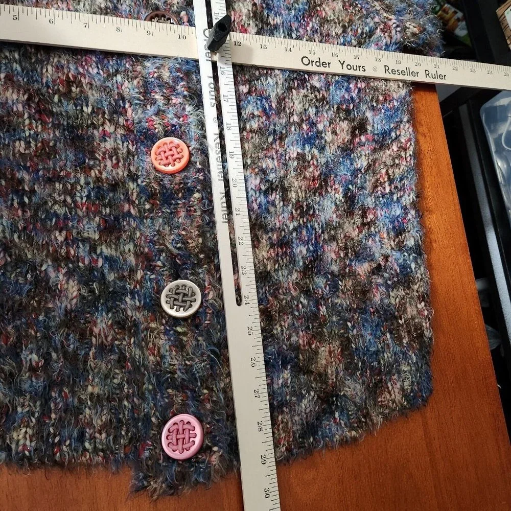 Vintage Colour Works Cardigan Sweater Womens M Multicolor Mohair Space Dye Y2K - Picture 10 of 13